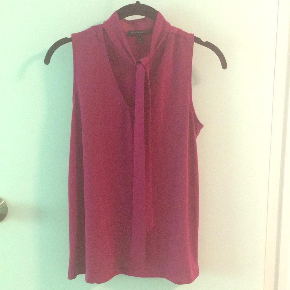 Dressy Pink tank dress shirt with front tie bow
